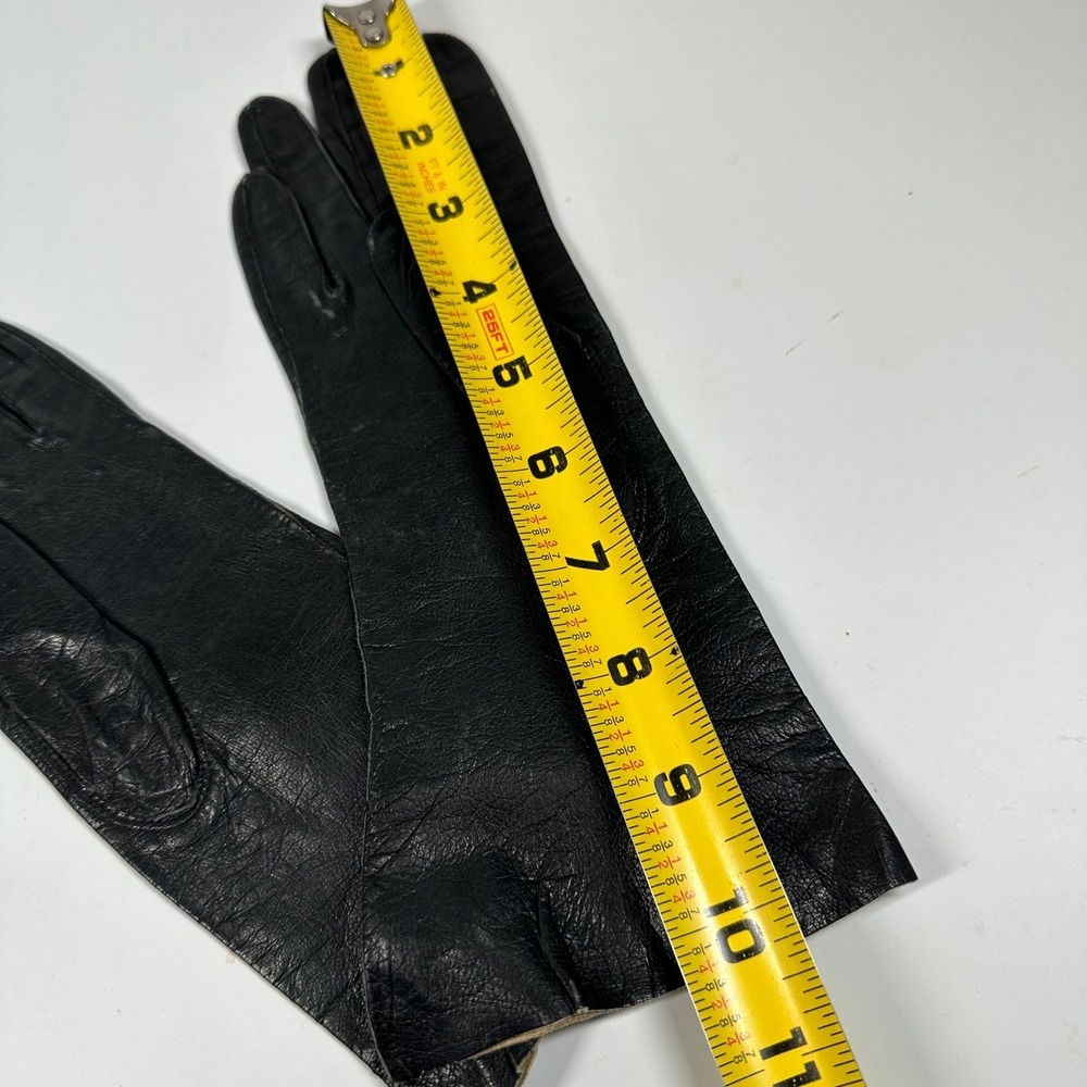 Vintage Black Leather Gloves Aris Kasanova Elegant‎ Formal Party USA Size 6 1/2 - Picture 3 of 7